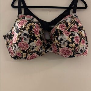 Torrid Floral Skull Print Bra - Black and Pink